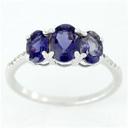 1.88ct Natural Iolite Diamond 9k Wht Gold Ring (JEW-9384X)