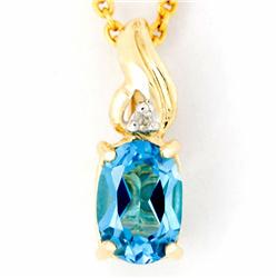 1.72ct Swiss Bl Topaz Diamond 9k Gold Pendant (JEW-9324X)