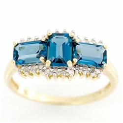 2.1ct London Bl Topaz 24 Diamond 9k Yel Gold Ring (JEW-9372X)