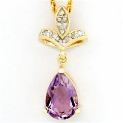 1.60ct Huge Pink Amehtyst Diamond 9k Gold Pendant (JEW-9295X)