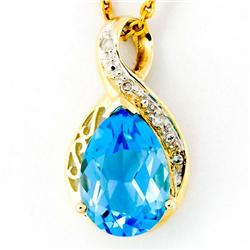 2.44ct Swiss Bl Topaz Diamond 9k Gold Pendant (JEW-9292X)