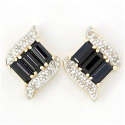 2.04ct Black Sapphire 24 Diamond 9k Gold Earrings (JEW-9218X)