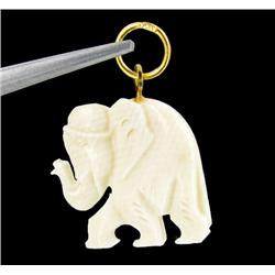 Ivory Carved Elephant Pendant w/ Gold Vermeil (JEW-2402)