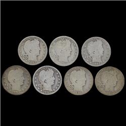 1893O Barber Quarter Lot of 7 Circulated (COI-7641)