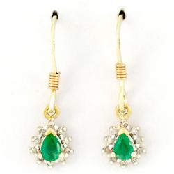 .44ct Natural Emerald 20 Diamond 9k Gold Earrings (JEW-9206X)