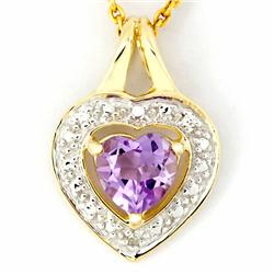 .94ct Heart Pink Amethyst Diamond 9k Gold Pendant (JEW-9297X)