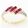 Image 1 : .86ct Natural Ruby 14 Diamond 9k Gold Ring (JEW-9378X)