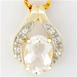 1.06ct Natural Wht Topaz Diamond 9k Gold Pendant (JEW-9272X)