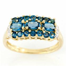 1.5ct London Bl Topaz Genuine Diamond 9k Gold Ring (JEW-9416X)