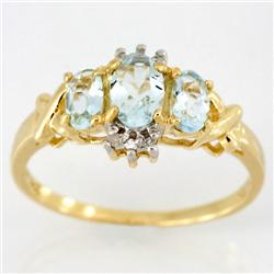 1.32ct Natural Aquamarine Diamond 9k Gold Ring (JEW-9345X)
