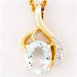 2.12ct Huge Aquamarine Diamond Pendant 9k Gold (JEW-9285X)
