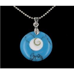 18k WG Plated Turquoise & Shell Disc Necklace (JEW-1963)
