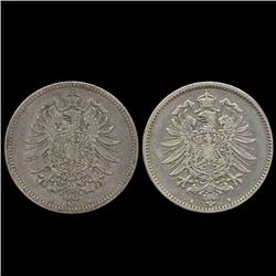 1885A Germany 1 Mark Better Grade 2 Pcs (COI-8026)