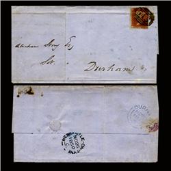 1850 GB Rare 1p Red Barrel Canc. Stamp Cover (STM-1598)