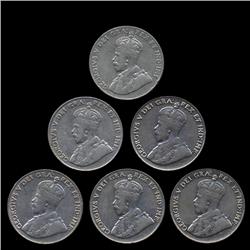 1920s/30s Canada 5c Lot of 6 VF+ (COI-7946)