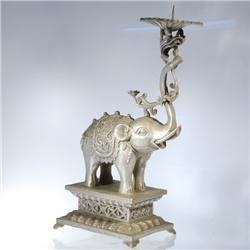 Tibet Vintage Silverplated Elephant Candle Stand (CLB-052)