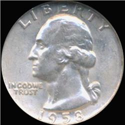 1958D GW 25c Silver Coin Graded GEM (COI-6837)