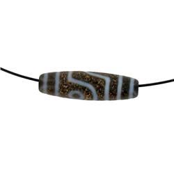 Tibetan Vintage Dzi 3 Eyed Agate Bead Necklace (ANT-1041)