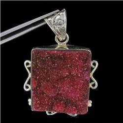 97ctw Druzy Ruby Silver Pendant (JEW-2452)