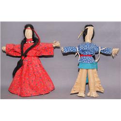 TWO CORN HUSK DOLLS