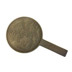 Chinese bronze hand mirror artist signed