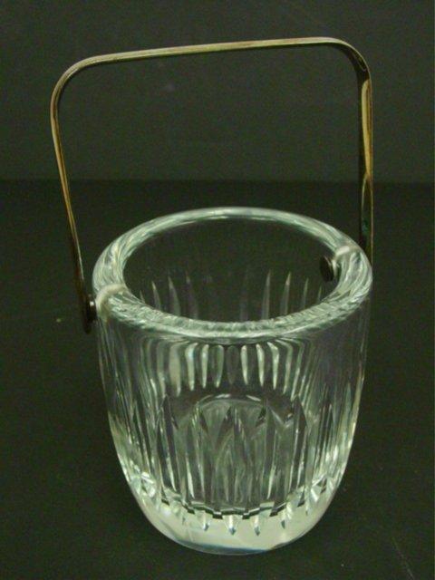 Signed Lalique ice bucket with swivel handle