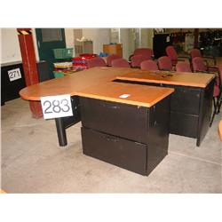 L SHAPE DESK W/2 DRW LATERAL FILE (X2)