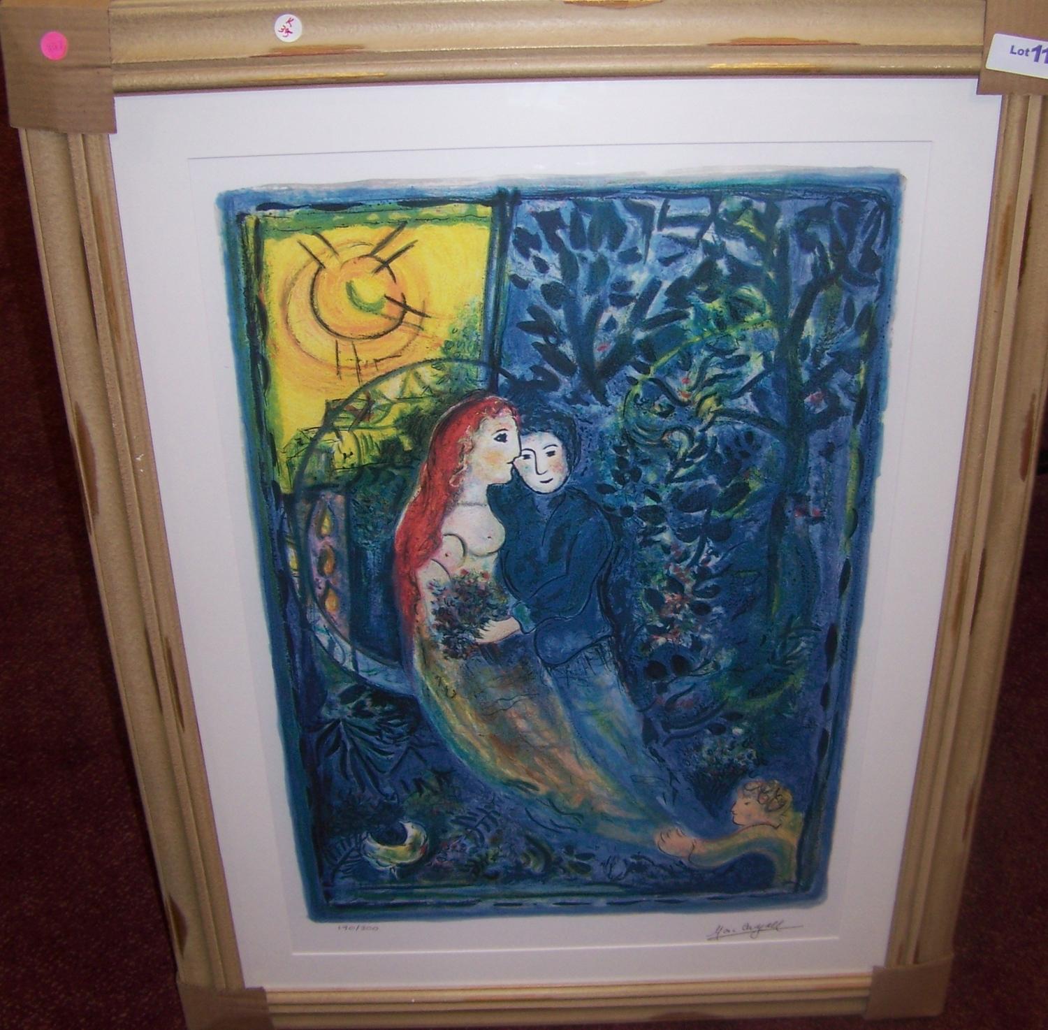 MARC CHAGALL "THE WEDDING." Limited Edition Giclee 190/300 Framed 40Tx