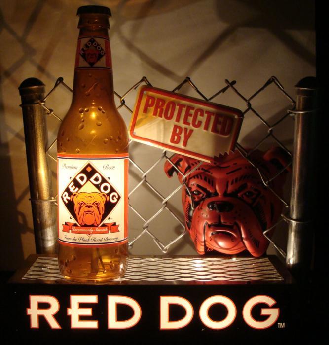 HUGE RED DOG BEER BAR TOP ADVERTISING SIGN