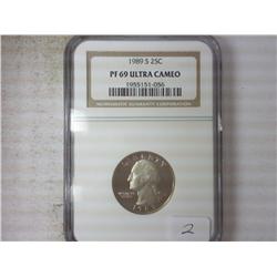 1989-S WASHINGTON QUARTER NGC PF69 ULTRA CAMEO