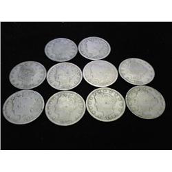 10 ASSORTED LIBERTY "V" NICKELS
