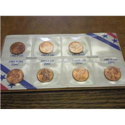 1982 7 VARIETY LINCOLN CENT SET (UNC)
