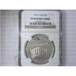 1991-S USO SILVER DOLLAR NGC PF69 ULTRA CAMEO
