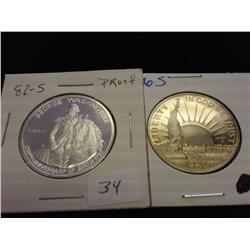 1982-S WASHINGTON & 86-S LIBERTY HALVES (PROOF)