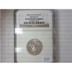 2004-S SILVER MICHIGAN QUARTER NGC PF69 ULTRA CAM