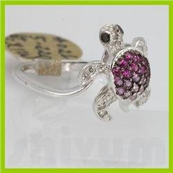 Genuine  0.44 ctw Pink Sapphire& Diamond Ring 14KT White Gold Ring Size 7