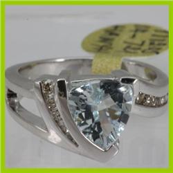 Genuine  1.08 ctw  Aquamarine Ring  14KT Yellow Gold  Ring Size  7.5