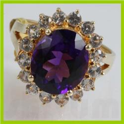 Genuine  5.85 ctw  Amethyst  Ring  14KT Yellow Gold  Ring Size  7