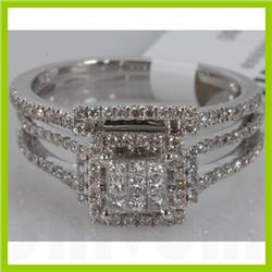 Genuine 0.89 ctw Princess cut Diamond Ring 14kt White Gold