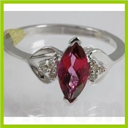 Genuine  2.01 ctw  Pink Rose  Ring  14KT White Gold  Ring Size  7