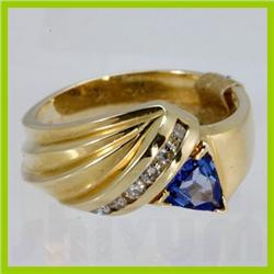 Genuine  0.50 ctw Tanzanite & Diamond Ring 14KT Yellow Gold Ring Size 7