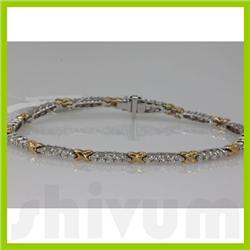 Genuine 2.01ctw Diamond Bracelet 14K Two Tone Gold 