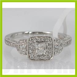 Genuine 0.54 ctw Diamond Ring 14K White Gold