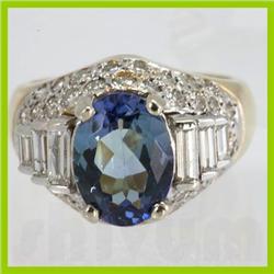 Genuine  4.86 ctw Tanzanite & Diamond Ring 14KT Yellow Gold Ring Size 7.5