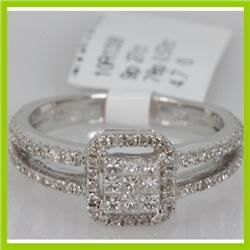 Genuine 0.84 ctw Princess cut Diamond Ring 14kt White Gold