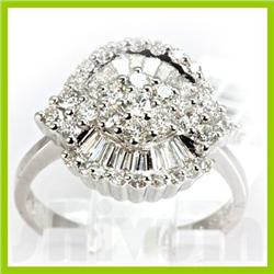 Genuine 1.53 ctw Tappered & Diamond Ring 18kt Gold-White 