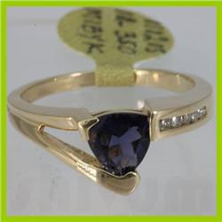 Genuine  0.94 ctw  Iolite Ring  14KT Yellow Gold  Ring Size  7.5