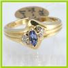 Image 1 : Genuine  0.34 ctw Tanzanite & Diamond Ring 14KT Yellow Gold Ring Size 7