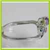 Image 2 : Genuine  1.015 ctw  Multi Sapphire Ring  14KT White Gold  Ring Size  7