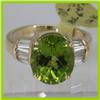 Image 1 : Genuine  6.56 ctw  Peridot Ring  14KT Yellow Gold  Ring Size  6